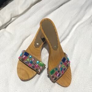 Beverly Feldman 8 vintage bejeweled wood sandal